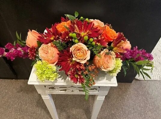 A table with flowers on it